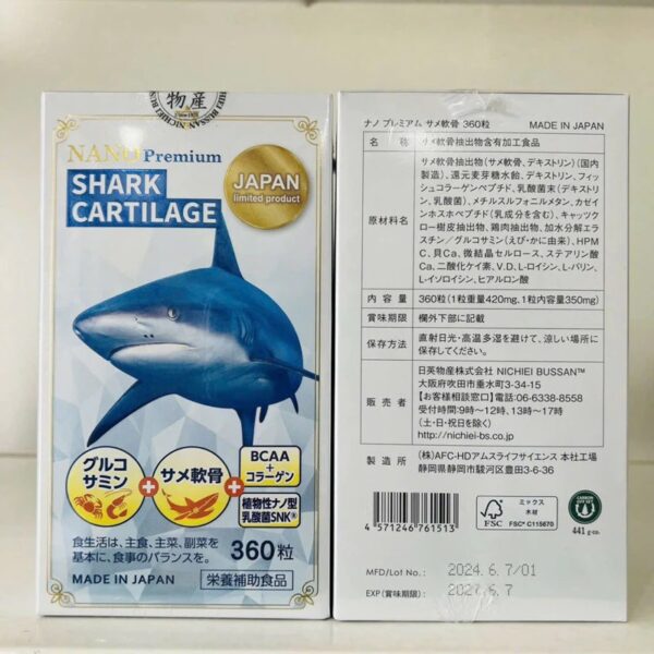 Viên Uống Hỗ Trợ Xương Khớp Nano Premium Shark Cartilage - Hộp 360 Viên - Hình ảnh 2